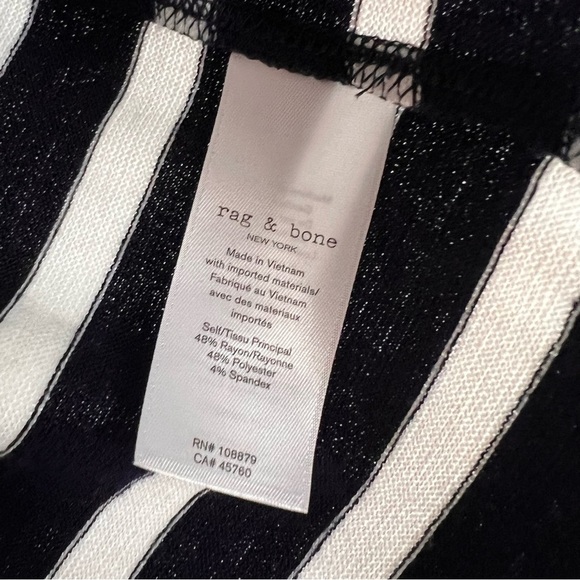 Rag & Bone Navy and White Striped Short Sleeve Shirt M - Picture 3 of 4